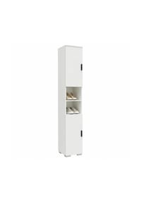 VCM. - Schuhschrank schmaler Holz Hochschrank mit 2 Türen & 8 Fächern,  platzsparender Flurschrank, 178 x 30 x 33 cm, Gados M - Weiß