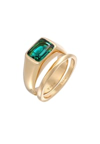 elli. PREMIUM - Ring Siegelring Quartz Bandring Set 925 Silber - Gold