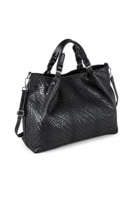 collezione alessandro® - Schultertasche Square in modischer Flechtoptik - schwarz
