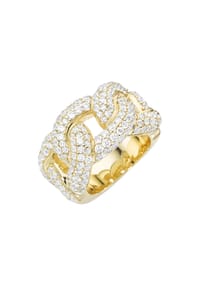 GIORGIO MARTELLO MILANO - Ring Panzerketten-Optik, Zirkonia, vergoldet, Silber 925 - gold