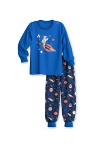 CALIDA - Kinder Bündchen-Pyjama aus reiner Bio-Baumwolle Toddlers Space - galaxy blue