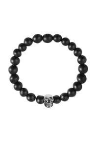 Adelia's Bold Style - Anhänger – Totenkopfanhänger aus Edelstahl mit Achat - schwarz