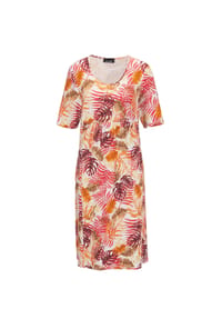 GOLDNER - Elastisches Jerseykleid mit modischem Druck - hagebutte / mandarine / gemustert