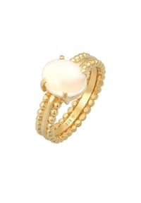 elli. PREMIUM - Ring Mondstein Edelstein Oval 925 Silber - Gold