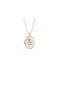 FOSSIL SUTTON - Fossil Damen-Halskette „Sutton The Locket Collection“ mit Anhänger aus weißem Perlmutt, JF04976710 - Gold