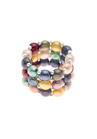 Pearls & Colors - Perlenring mit bunten Süßwasser-Zuchtperlen, verstellbar - Mehrfarbig