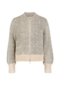 BETTY BARCLAY - Grobstrickjacke mit Applikation - Patch Taupe/Grey