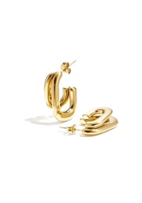 Adelia's - Ohrringe rechteckige Creolen im Doppel-Design aus Edelstahl - goldfarben