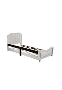 KOMHTOM - Polsterbett 90x200 cm, beige, Schlafsofa, mit Rücken- & Armlehnen - Beige