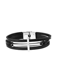 Adelia's Men Cross Collection - Anhänger – Kreuz Gravuranhänger aus Leder - schwarz