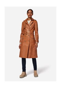 RICANO - Damen Ledermantel Gloria, Trenchcoat mit Reverskragen und Zweireihigem Verschluss - Camel (Wildleder)
