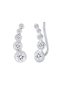 elli. - Ohrringe Earclimber Geo 925 Silber, Mit Kristallen Von Swarovski® - Gold