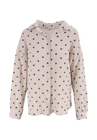 Seasons of April - Bluse LIYA MUSSELIN HERZ OVERSIZED Damen Herz Musselinbluse | 100% Baumwolle | S/M & L/XL - Beige Schwarz