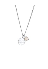 elli. - Halskette Plättchen Synthetischer Opal Weiß 925 Sterling Silber - Gold