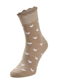 MANGUUN - Damen Socken im 2er Pack mit Rollrand - BEIGE MELANGE