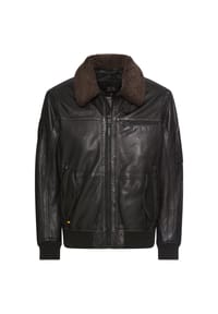 camel active - Pilotenjacke im Wash Look mit abnehmbaren Teddykragen - Asphalt