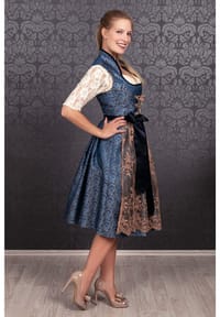 Midi Dirndl Anni - Elegantes grünes Dirndl mit Leinenmieder