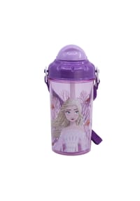 Disney - Disney Frozen Kinder Trinkflasche 465?ml mit Strohhalm und Tragegurt - Mehrfarbig 18x8,9x8 cm
