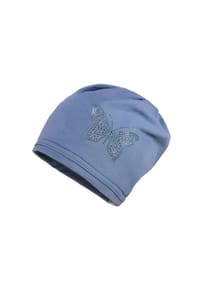 maximo® - MINI GIRL-Beanie middle,  Kontrastrand, Jersey Uni, Deko, UV 50 - jeans