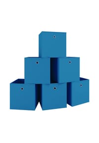 VCM. 6er Set Faltbox | Klappbox Stoff Kiste | Faltschachtel | Maße ca. H. 28 x B. 27 x T. 27 cm | Regalbox - Boxas - VCM Boxas - Blau