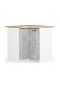 Akord - Oliwia Küchen-Eckunterschrank S90/90 mit 2 Türen, 2 Einlegeböden und Arbeitsplatte - weiß