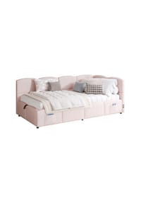 KOMHTOM - Polsterbett 90x200 cm mit Lattenrost, Rosafarbener Samt - Rosa