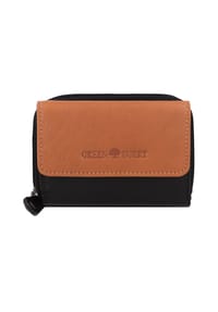 GREEN BURRY - Nappa Nappa Geldbörse RFID Schutz Leder 11 cm - black-tan