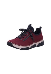rieker - Lederimitat Sneaker - Schwarz/Bordeaux