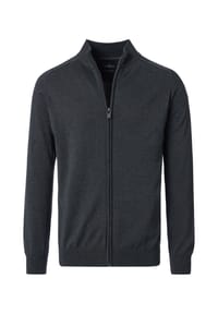 CASAMODA - Strickjacke, Stehkragen, Baumwolle, uni, für Herren - Schwarz