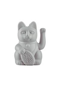 DONKEY - Winkekatze Lucky Cat, Kunststoff, Grau, ca. 15 cm - Blau
