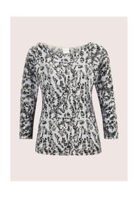 MADELEINE - Kaschmirpullover mit floralem Druck - wollweiß / rauchblau / multicolor