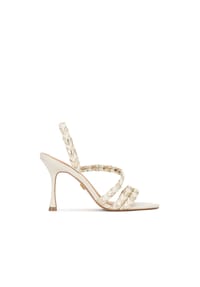 Kazar - Weiß-goldene Sandalen mit Absatz - Weiß