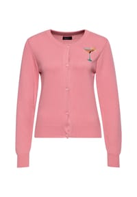 QUEEN KEROSIN - Cardigan mit Brust-Patch Citrus Cocktail - rosa