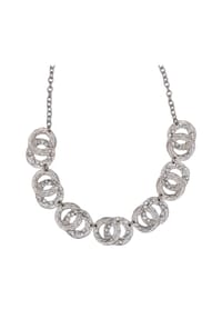 Steuer Modeschmuck - Collierkette Metall 91 Glasstein - Silbergrau
