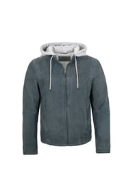 MILESTONE® - Herren Lederjacke Kapuze Lammvelour jeans blau - jeans blau