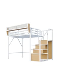 KOMHTOM - Kinderbett 90x190 cm mit Metall-Lattenrost in Rosa - Weiß