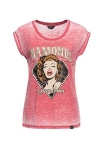 QUEEN KEROSIN - Print-Shirt mit Frontprint im 50s Stil Diamonds - pink