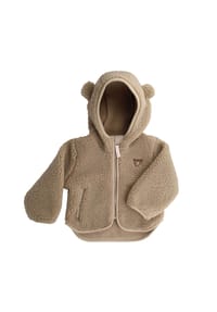 maximo® - BABY-Jacke, Sherpa, Bär Kapuze, Öhrchen, Reißverschluss - flanell