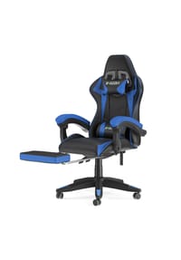 Rattantree - Ergonomischer Gamingstuhl mit Fußstütze, verstellbar, mit Lenden- und Nackenkissen, Schwarz und Blau - blau