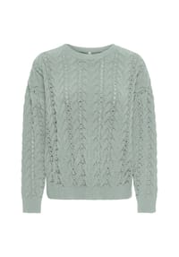 ONLY® - Strickpullover Elly, Rippbündchen, für Damen - 179982001 AQUA GRA