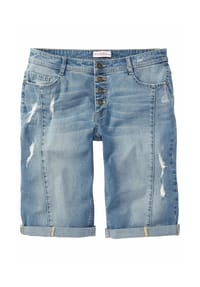 sheego - Jeansbermudas - black used denim
