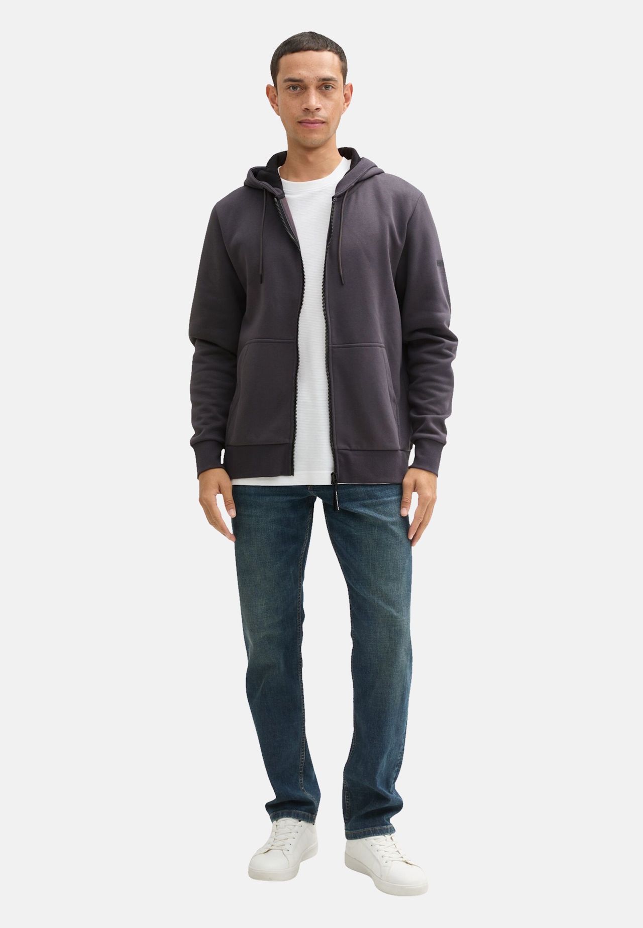 Tom Tailor Sweatjacke, Geteilte KäNgurutasche, RippbüNdchen, FüR Herren, Grau, L