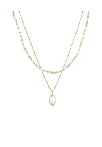 elli. - Halskette Elli Halskette Layer Süßwasserperle Barock Glas Beads 925 Silber - Gold