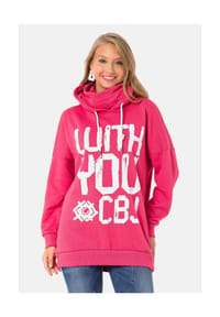 CIPO & BAXX® - Sweatshirt mit coolem Markenprint und Loop-Schal, WL345 - RED