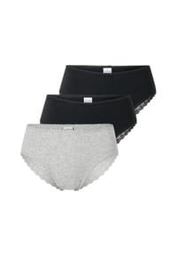 SCHIESSER - Damen Brazilian-Slips, 3er Pack - 3Pack Brazilian, Stretch Cotton, uni - Schwarz