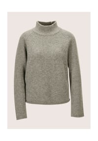 MADELEINE - Moderner Glattstrickpullover mit Stehkragen - berber / melange