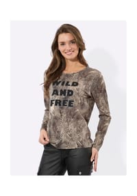 Witt - Langarm-Shirt - dunkeltaupe-braun-bedruckt
