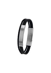 TOM TAILOR MEN - Herren Armband, Leder mit Edelstahl - SILBER