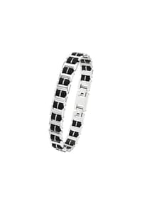 amor - Herren Armband, Edelstahl/Kautschuk - schwarz/silber
