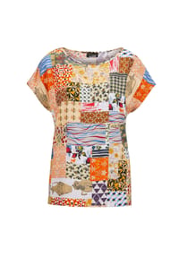 GOLDNER - Luftige Viskosebluse mit Patch-Print - gelb / gemustert